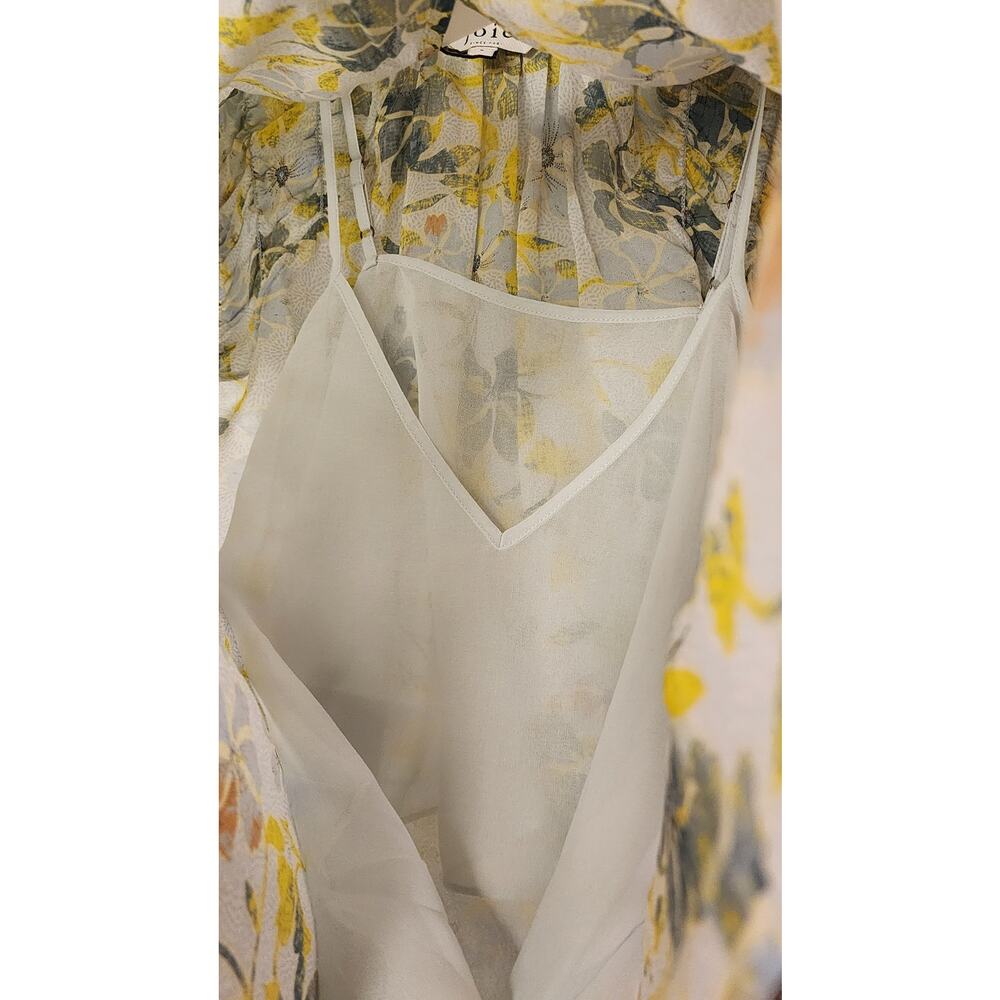 NWT Joie 100% Silk Floral Flutter Sleeve V-Neck Blouse Cerulean M - Picture 7 of 8